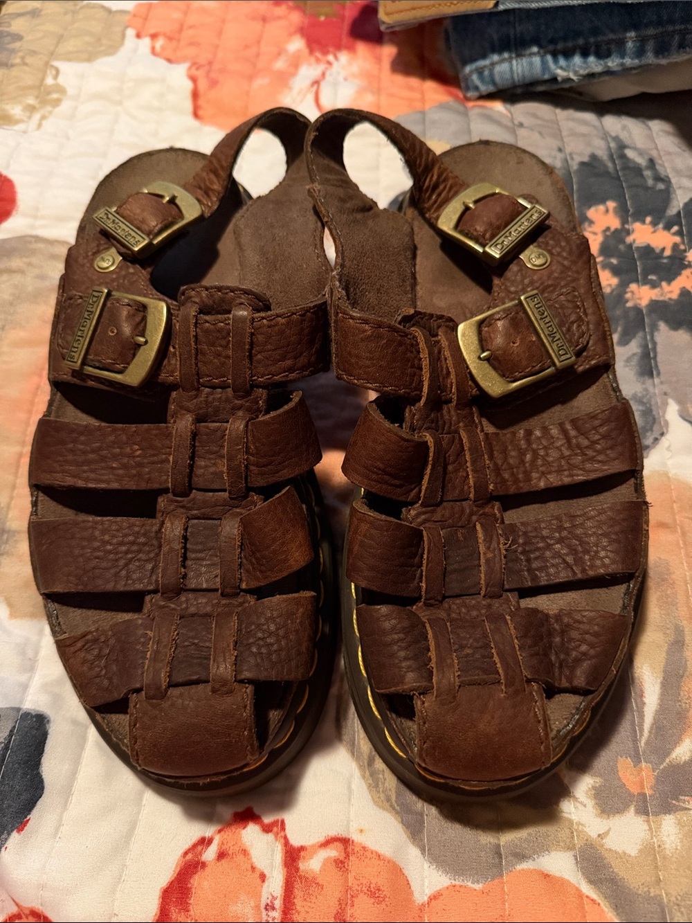 EUC Dr. Martens Brown Wrenlie Grizzly Fisherman Leather Sandals